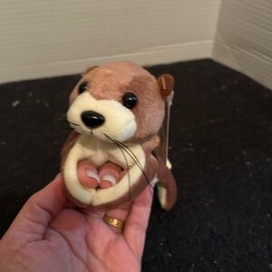 Vintage RARE Zangeen Huggable Honeys Otter Plush Bean Bag Beanie 8" MINT
